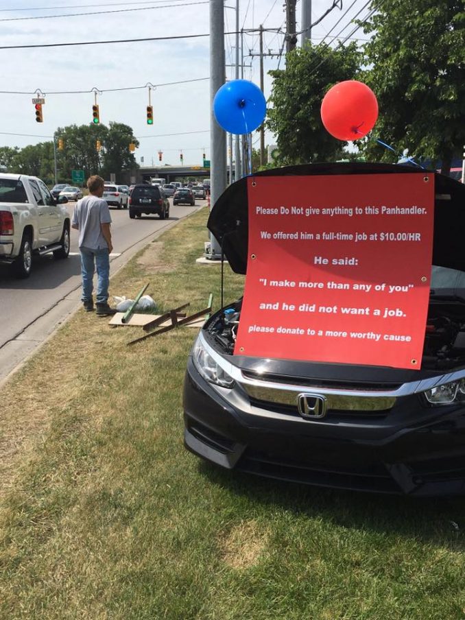 Brett Paulson Attacks Panhandler, You'll Understand Why When You Read The Sign