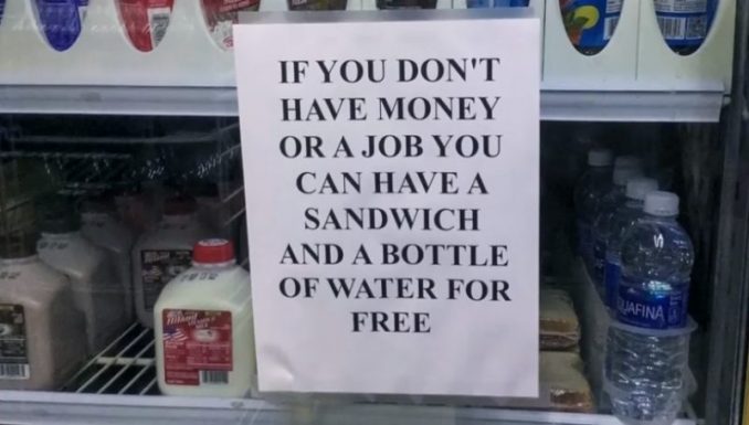 Frank Hemani Posts Sign For Homeless People At His Gas Station