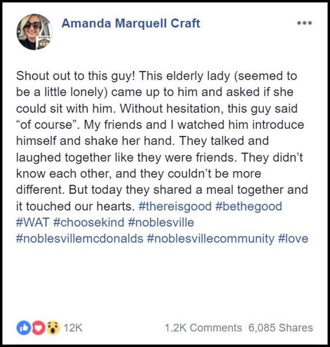 Amanda Craft Snaps Viral Photo Of Strangers Sharing A Meal
