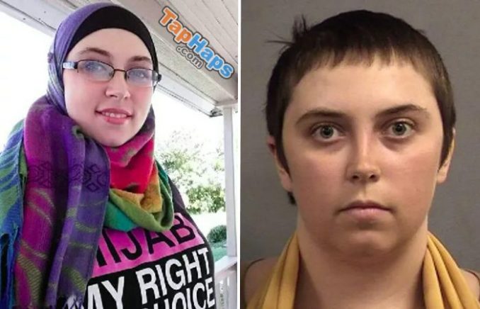 Muslim convert Clara Ruplinger Burka mugshot