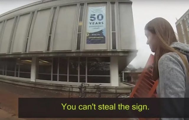 Create Equal Abortion Rights Advocate Cries Begs Pleads With College Cop After He Arrests Her For Stealing Pro Life Sign