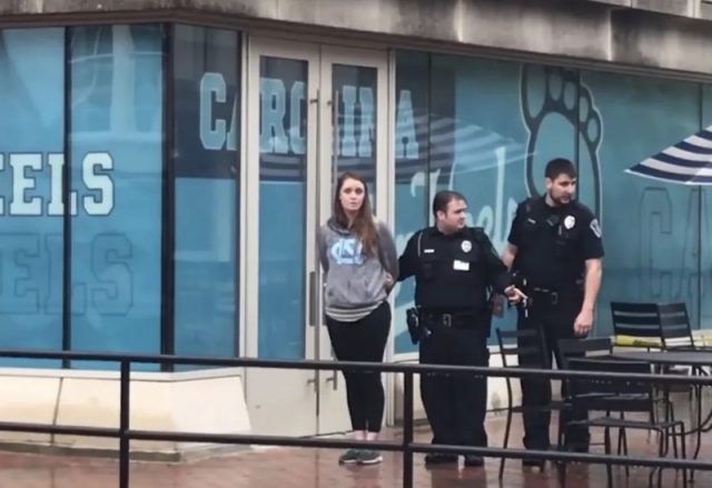 Create Equal Abortion Rights Advocate Cries Begs Pleads With College Cop After He Arrests Her For Stealing Pro Life Sign