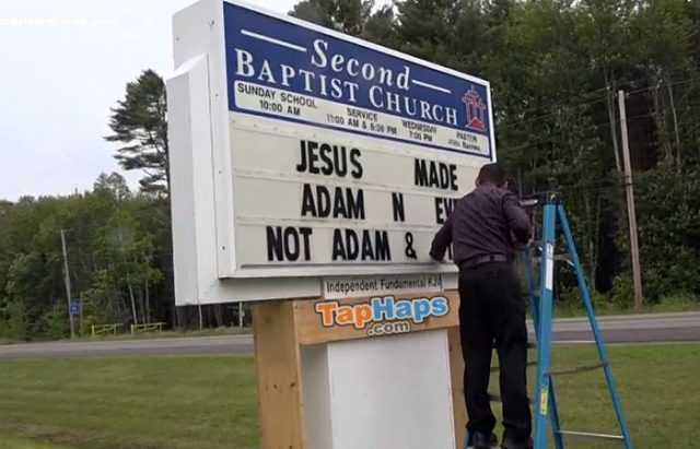 Pastor Josh Barnes Vandal Destroys Church Sign Aimed At LGBT Pastor Vows To Protect His Church From Future Vandalism