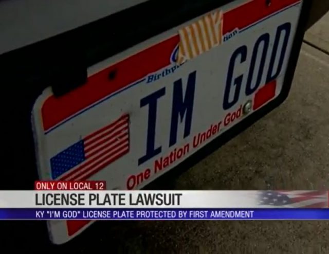 Bennie Hart Kentucky Nixed Man License Plate About God For Being Vulgar
