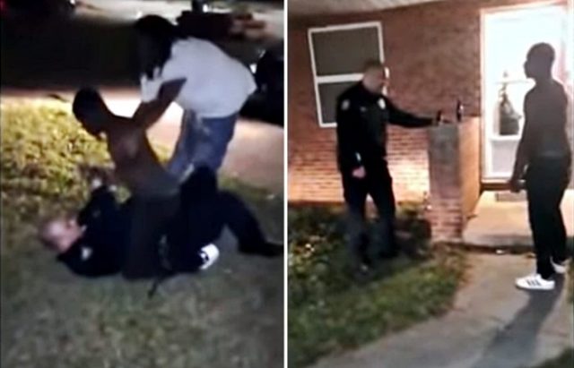 Bystanders ridicule cop as he s beaten by man he tries to arrest | us news